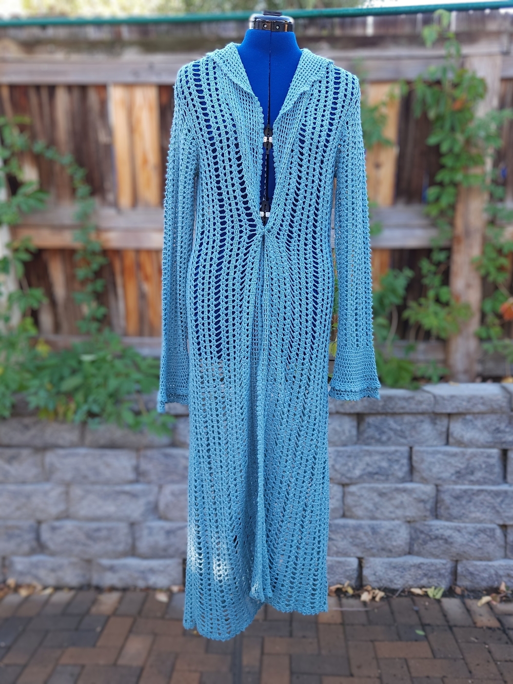 Twiggy Sky Blue Crochet Duster Cardigan Y2K Fairycore Fairygrunge Sz M